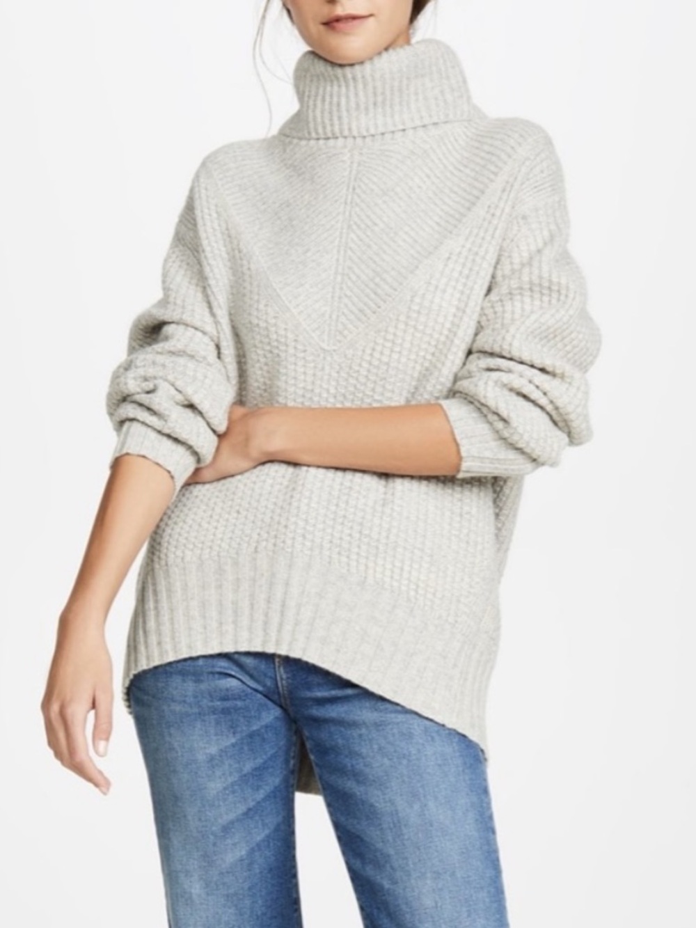 Brochu Walker Roan Turtleneck Sweater In Moire Combo Gray Oversized Medium $498